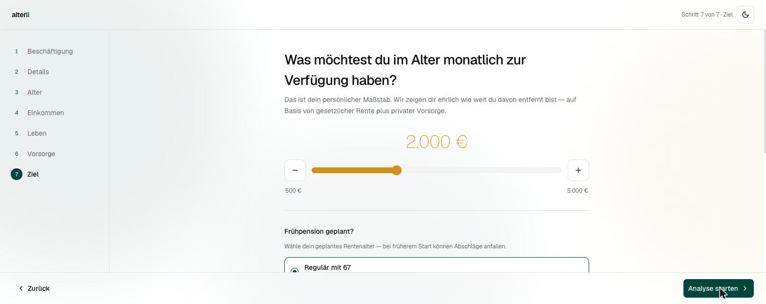 Wizard: das persönliche Rentenziel